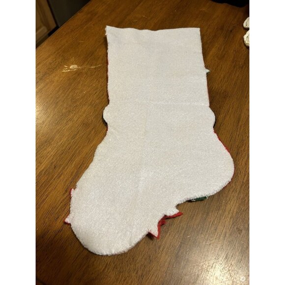 DesignWorks Crafts Felt Christmas Stocking Handcrafted "Pointsettia Snowman" 18" - Picture 8 of 9